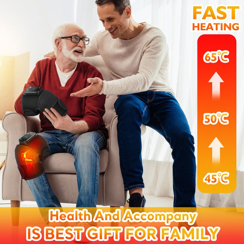 Masajeador térmico 3 en 1 para hombros, rodillas y codos, soporte de masaje con calefacción, almohadilla vibratoria recargable, para artritis y músculos._voghion.com