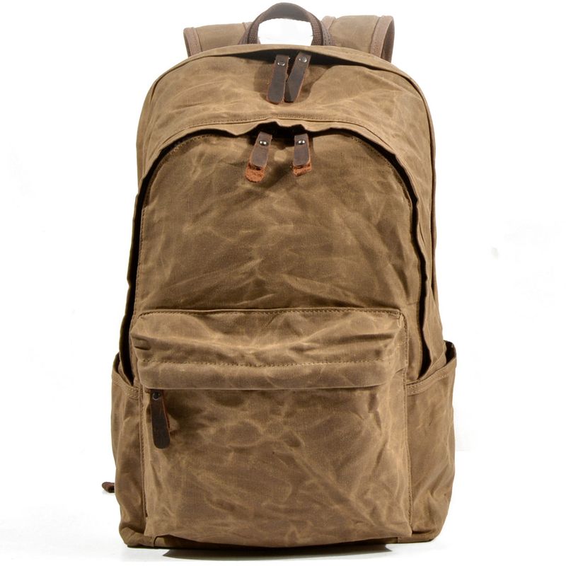 2025s Men's Simple Large Capacity Travel Backpack Women's Casual Waterproof Oil Wax Canvas Student School Bag_voghion.com