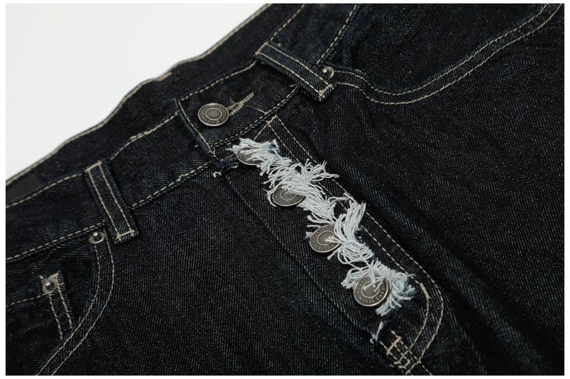 Italienisch inspirierte Destroyed-A-Linien-Jeans – Hochfeste, locker sitzende Cowboy-Scimitar-Hose für Herren_voghion.com