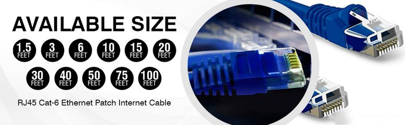 5 CORE Ethernet Cable 3 ft Long Cat 6 Computer Internet Patch Cord High Speed WiFi RJ45 for Gaming Indoor Outdoor Use - ET 3FT BLU_voghion.com