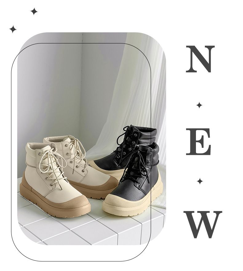 Unisex Winter Boots With Faux Fur Lining, Waterproof & Slip-Resistant, Comfortable Thick-Soled Casual Shoes For Men And Women_voghion.com