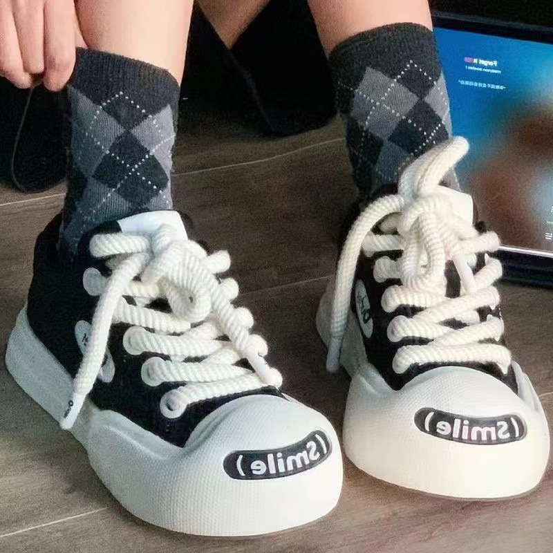 Thick Soled Shoes Absorbing Membrane Bottom Open Smile Small White Women S All Match Casual Big Head Ugly Cute_voghion.com