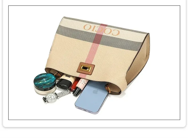 COCIO Designer Shoulder Bags New Plaid Handbag Simple And Versatile Womens Large Capacity Fashionable Casual Diagonal_voghion.com