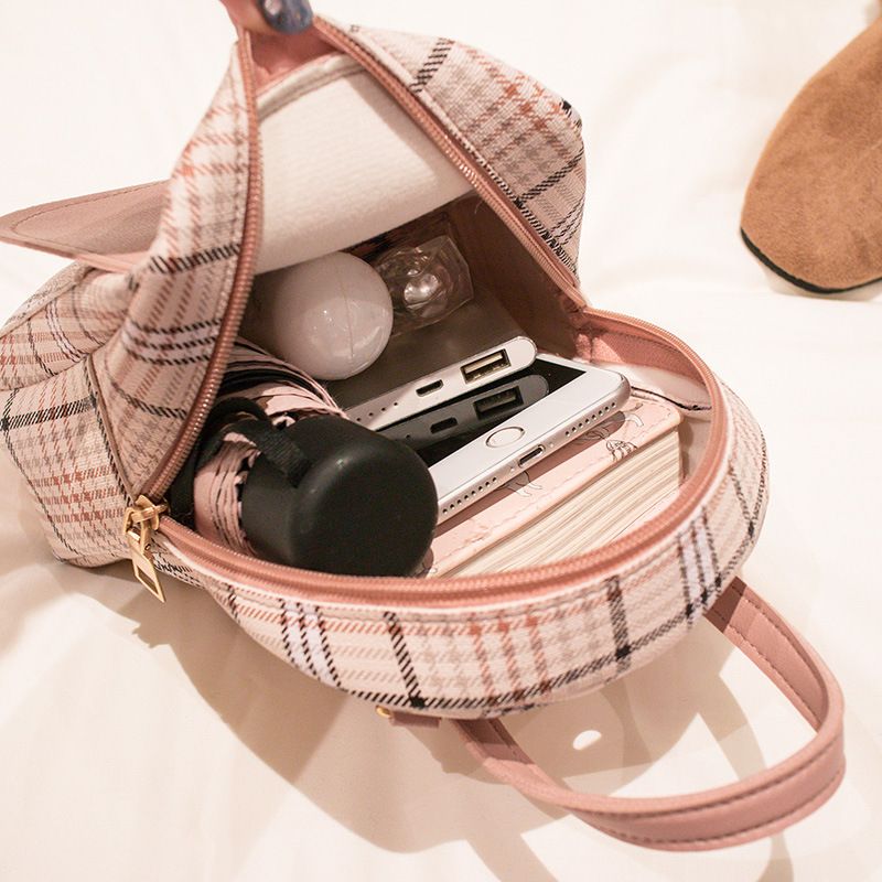 Women's Backpack 2024 New Plaid Color Matching Lock Cylinder Shoulder Bag For Women_voghion.com
