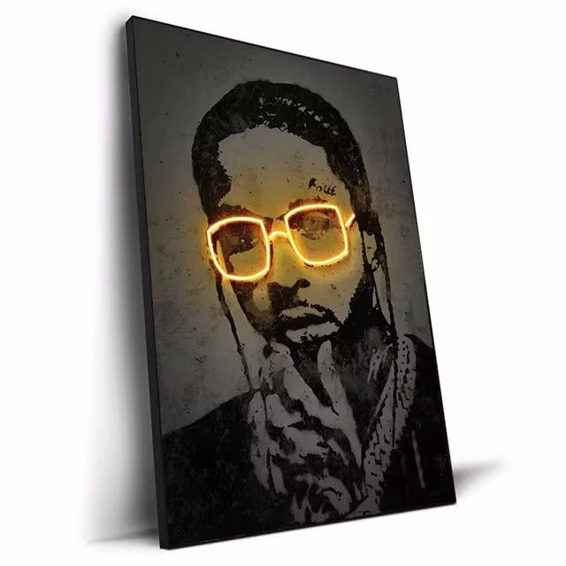 New Abstract Neon Light Design Rapper Poster Hip Hop Wall Art Graffiti Decorative Painting_voghion.com