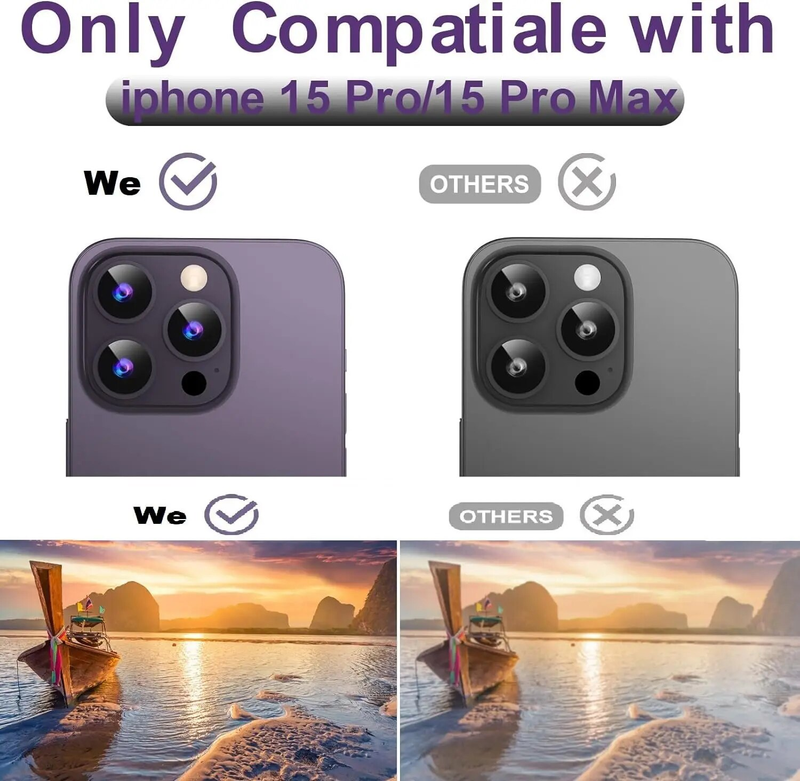 Kameralinsebeskyttelsesdeksel for iPhone 15 Pro Max 14 Plus 13 Mini 12 11 14Pro 15Pro 13Pro Beskyttelse av herdet glass_voghion.com