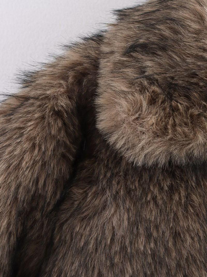 Women's Clothing Trendy Contrast-Trim Faux Fur Jacket – Winter Fashion Coat For Women"_voghion.com