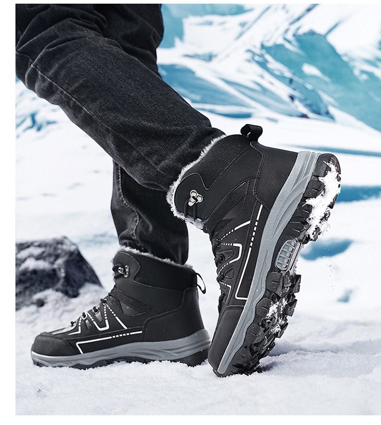 2025 Nuove scarpe da trekking alte da uomo, stivali foderati in pile e cotone, eleganti e versatili_voghion.com