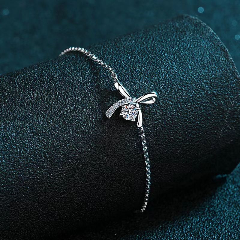 2024 neues reines Silber für Frauen Bowknot Moissanite verstellbares Armband_voghion.com