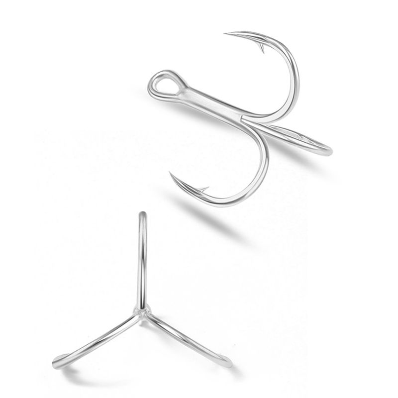 Three Blood Groove Thickened Reinforced Triple With Barbed Lure Anchor Fishing Bright Tin Saltwater Freshwater Hooks_voghion.com
