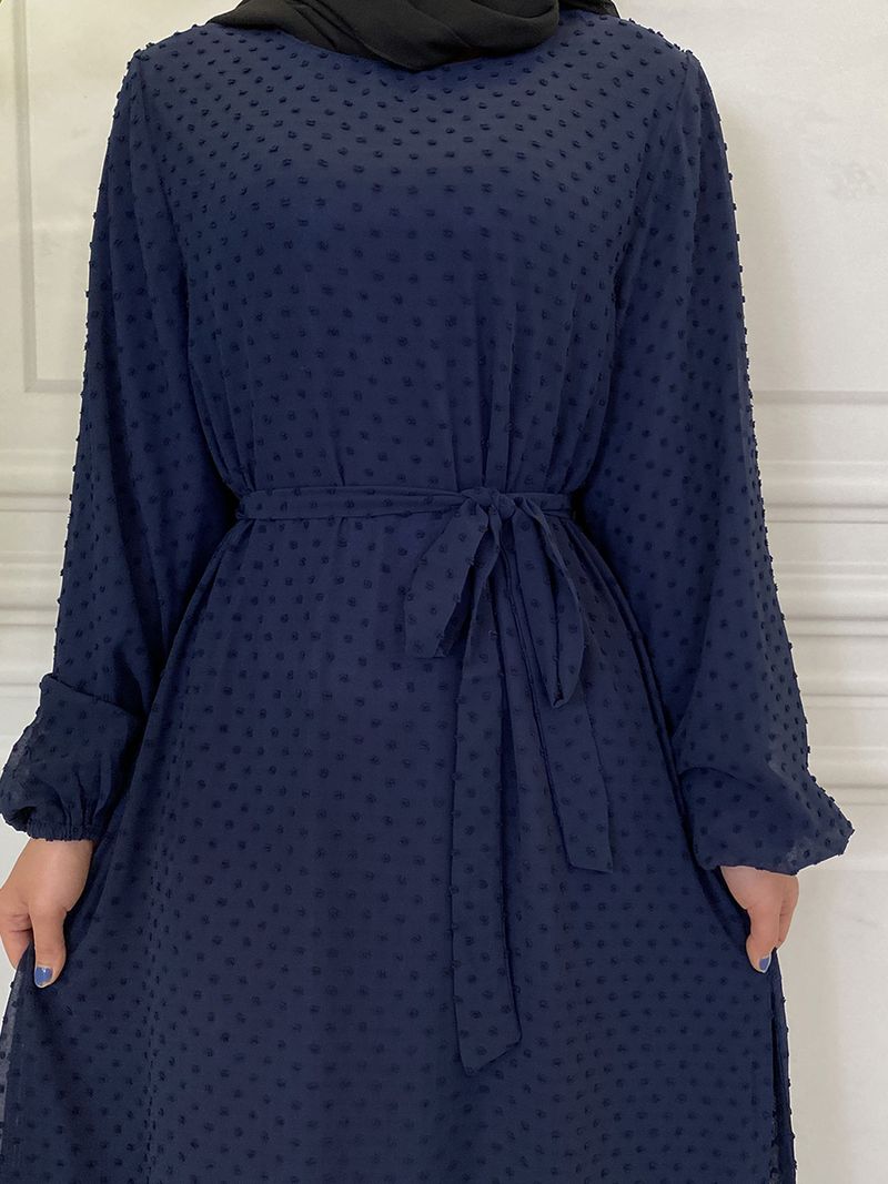Laatste moderne mode Ruffle Polka islamitische kleding Kaftan met voering Vrouwen moslim Maix Casual jurk Abaya_voghion.com