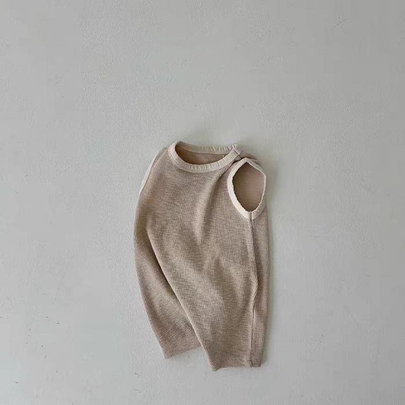 Koreanesch-Stil Ins Einfarweg Hängend Baby Kuerz Kloteren Summer Äermlos West Eendeel Kloterkleedung Atmungsaktiv Kotteng Männer a Fraen Schatz_voghion.com