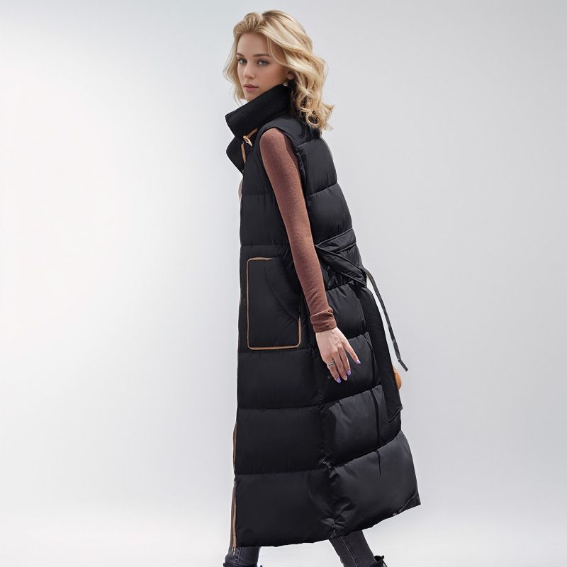 Veste longue et chaude en coton pour femme, nouveau style tendance, haut de gamme, amincissante, collection 2024_voghion.com