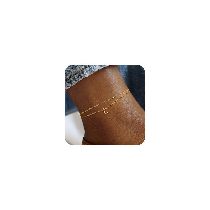 New Hot-Selling Fashion Women's Letter Anklet 26 Initials Pendant Double Layer Stacking Elegant Accessory_voghion.com