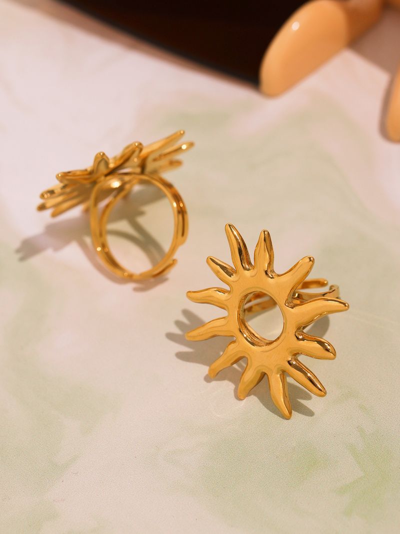 Golden Sun Ring Personality Exaggerated Open Index Finger Ring_voghion.com