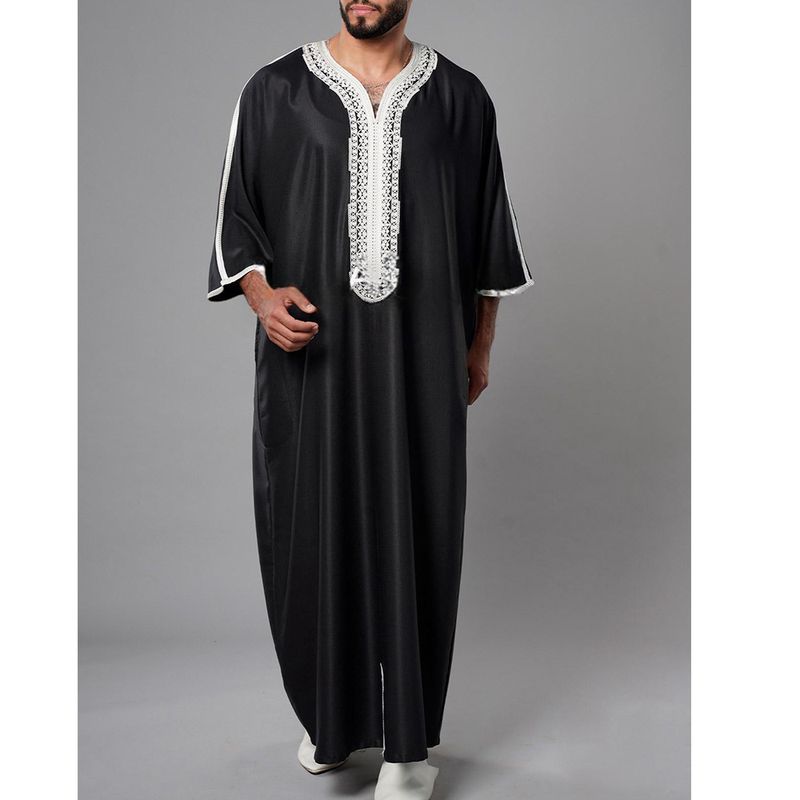 Männerkleeder Nei muslimesch Arabesch Dubai Malaysia Männer gestickte kuerzärmlech locker Robe_voghion.com