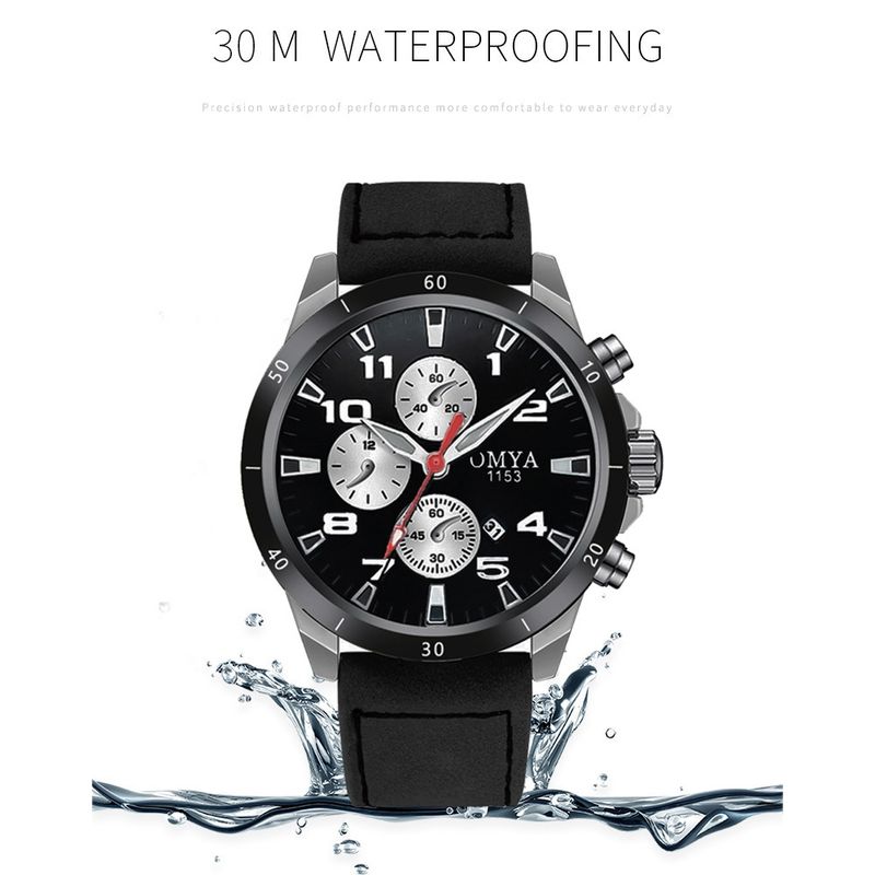 Leather Strap Watch Men's Quartz Watch Fashion Waterproof Watch_voghion.com