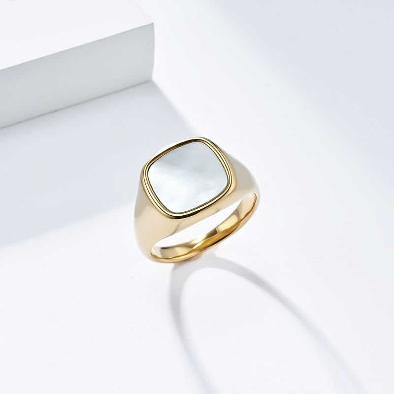 Lehký luxusní styl čtvercového těsnění s intarzií z titanové oceli, prsten pro muže a ženy, snubní prsten, módní doplňky pro dojíždění_voghion.com