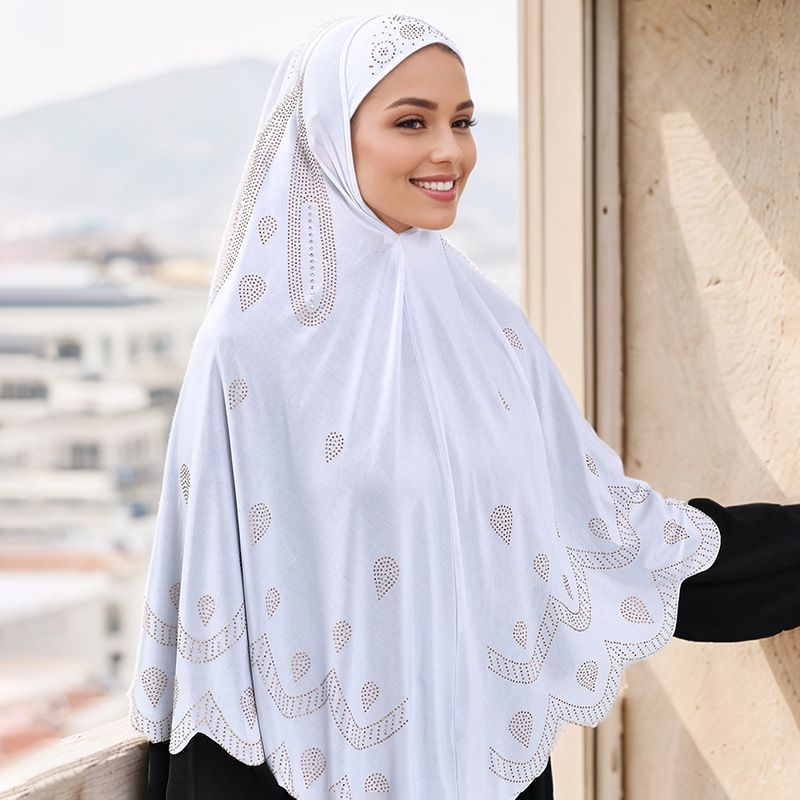 Foulard en lin à grandes vagues et fleurs taillées en diamant, style malaisien, style Dubaï, tendance_voghion.com