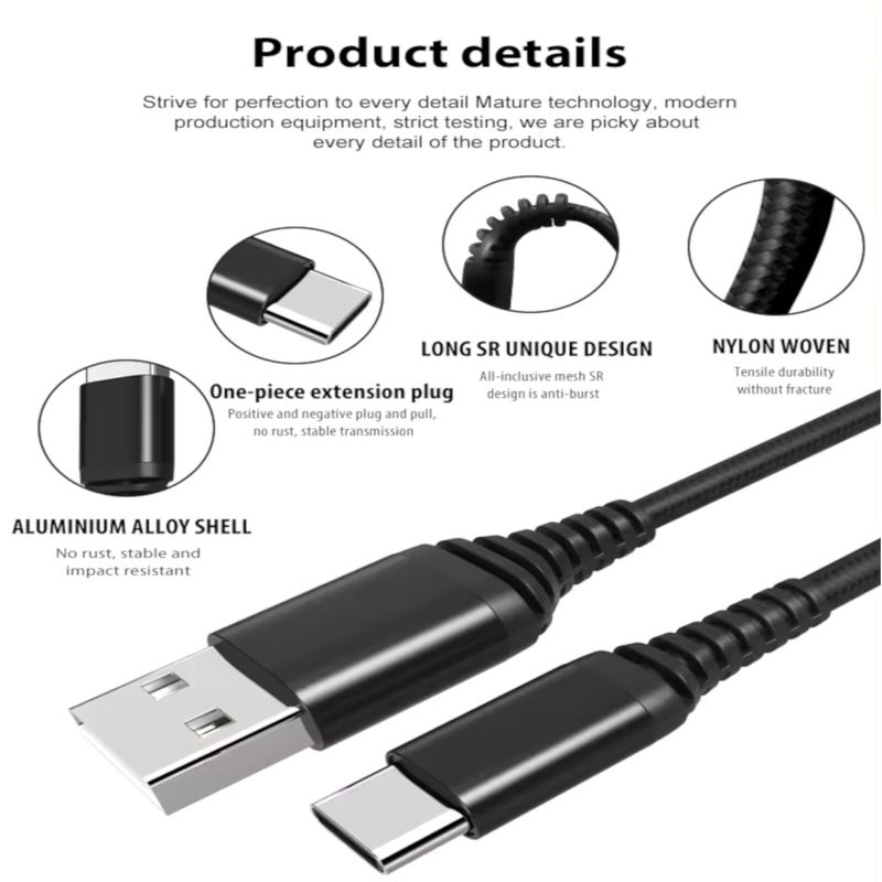 Câble USB A vers Type C pour chargeur rapide 3 A pour téléphone portable Samsung_voghion.com