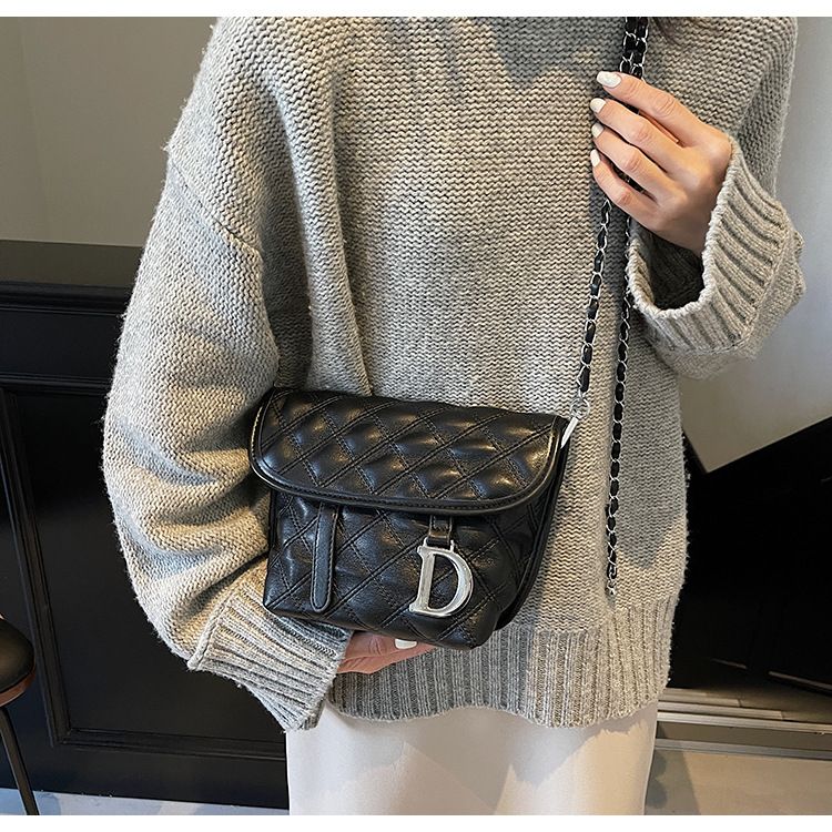 Fortgeschratt Ling Grid Kette fir Fraen 2024 Nei Modesch Casual Crossbody mat villfälteger Textur, Single Shoulder Small_voghion.com
