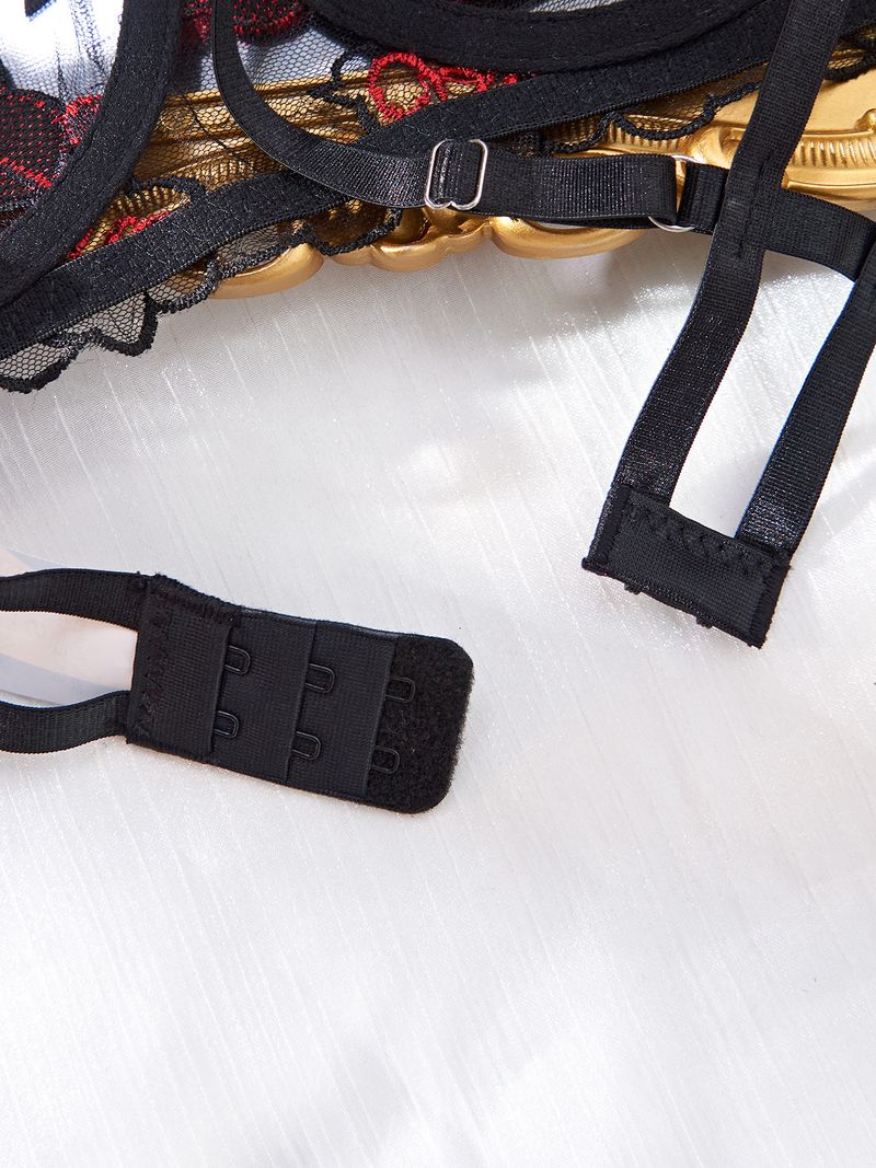 Cagano Valentine's Day Sale INS Style Hot Sexy Red Lip Embroidery Temptation Lingerie For Women_voghion.com