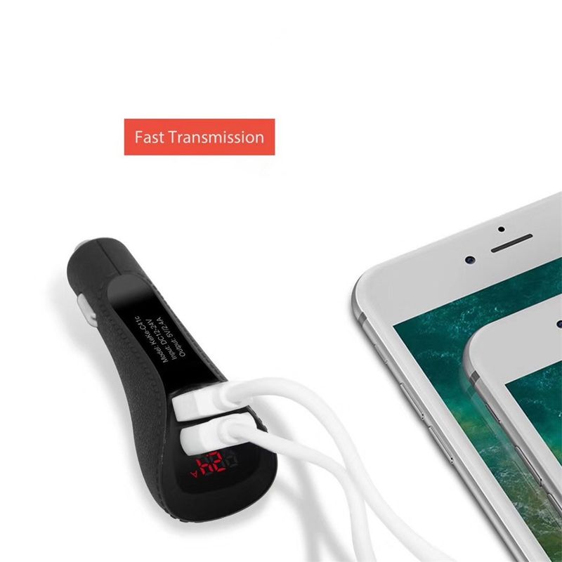 Music Festival  Multi functional digital charger with dual USB interfaces for new mobile phone car charging display voltage and current_voghion.com