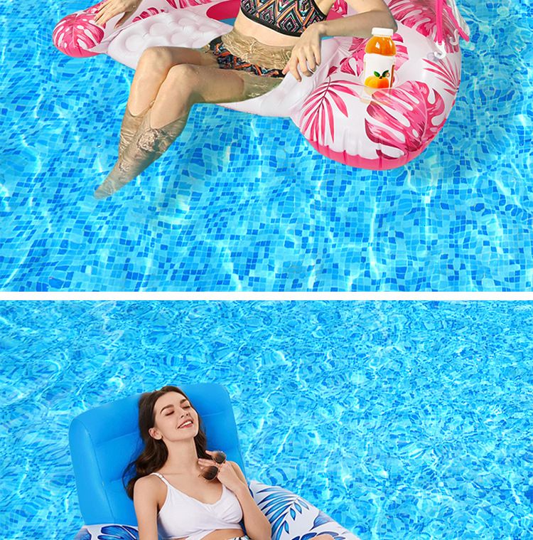 Inflatable Pool Lounge Chair With Armrests & Mesh Seat - Floating Water Hammock For Swimming Beach & Lake (Quick-Dry Heavy-Duty PVC Portable Design)_voghion.com