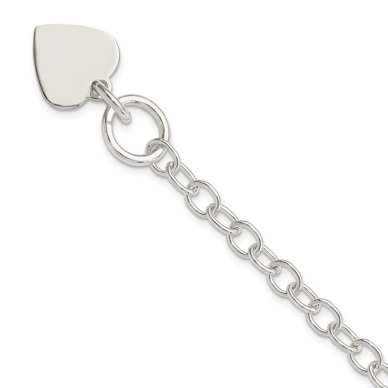 Sterling Silver Polished Engraveable Heart Charm Bracelet_voghion.com