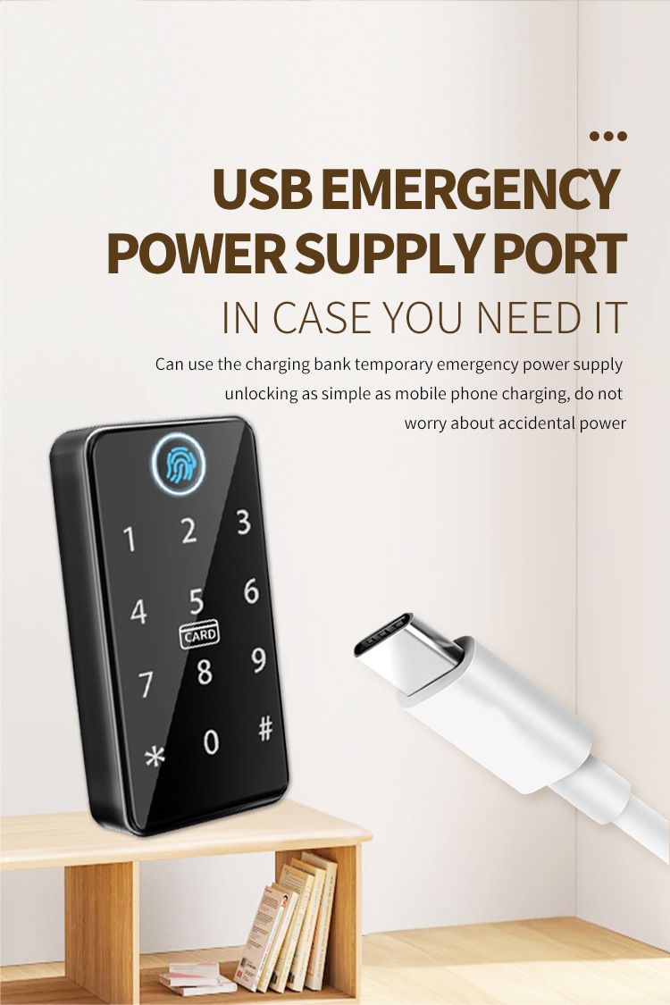 Smart Locks And Entry Fingerprint Cabinet Lock Waterproof & Heat-Resistant With Touchscreen Pin/Fingerprint Auto-Locking Drawer Security_voghion.com