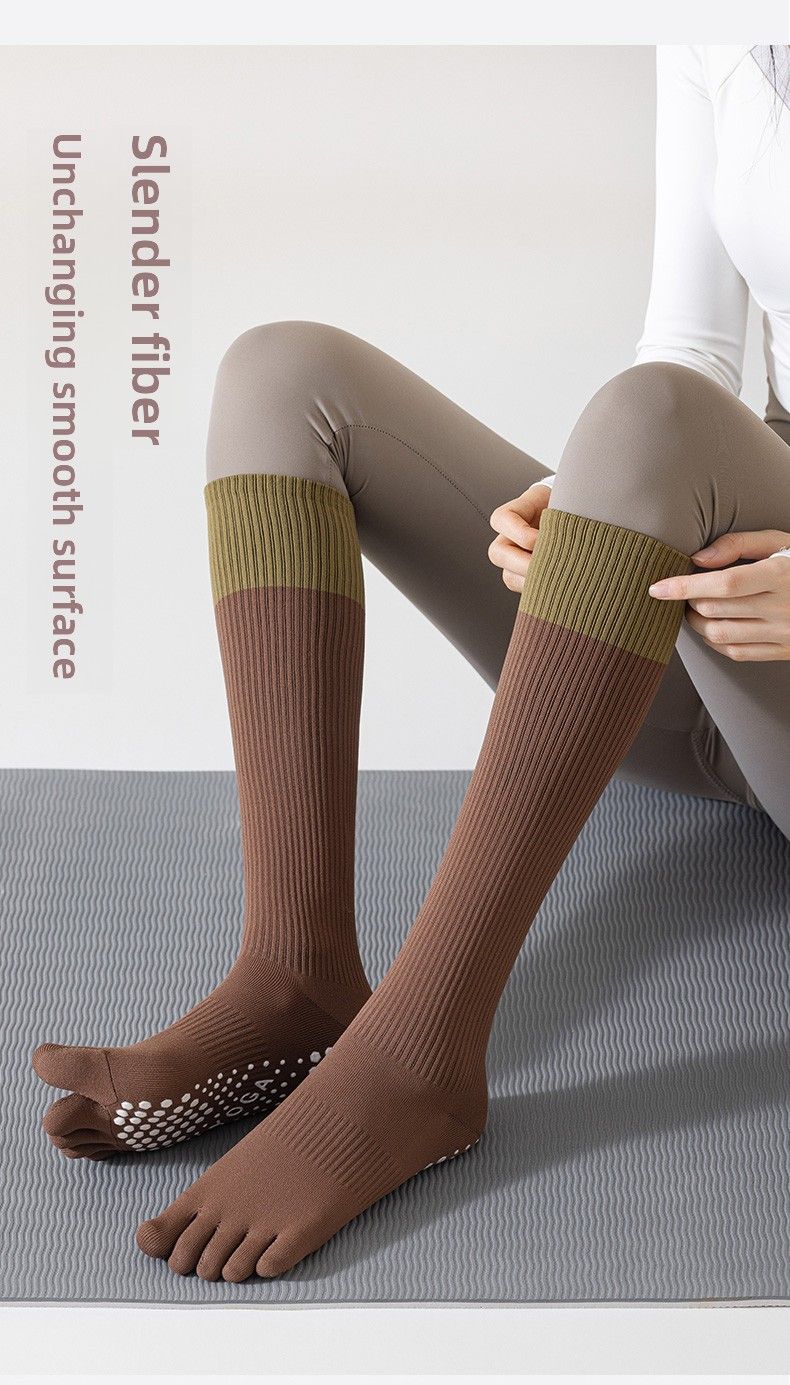 Sport per donne, calzini a compressione muscolare per polpacci, fitness professionale, corsa, salto con la corda, calzini lunghi da yoga a cinque dita_voghion.com