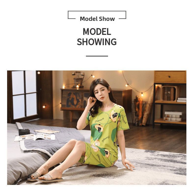 Sieviešu vasaras pidžamas, plus izmēra īsroku kapri bikses, vasaras sieviešu uzvalks, virsdrēbes, korejiešu stila, jaukas, mājas apģērbs, plānas_voghion.com