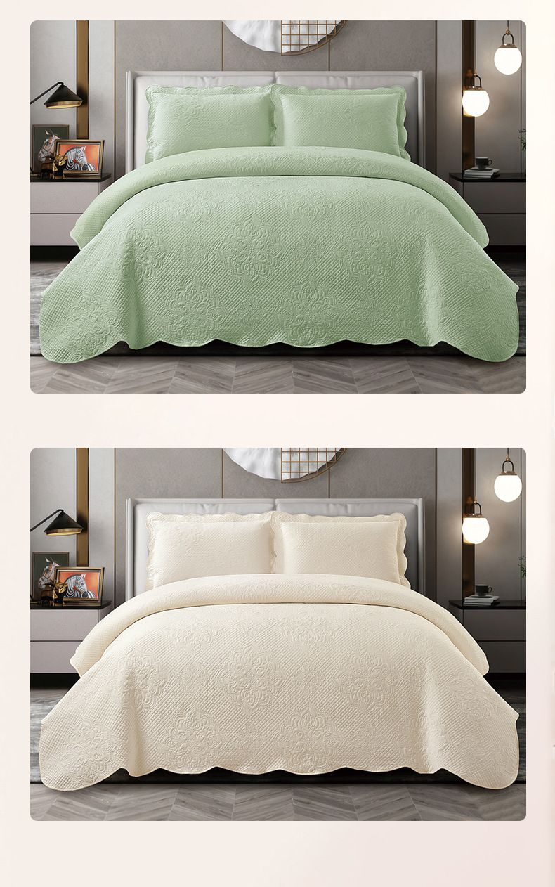3-Piece Brushed Cotton Embroidered Duvet Set Soft Breathable Bedding With Washed Cotton Cover All-Season Lightweight Quilt_voghion.com