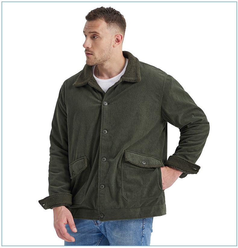 Men's Plus-Size Corduroy Winter Jacket – Lambswool-Lined Thick Coat For Cold Weather_voghion.com