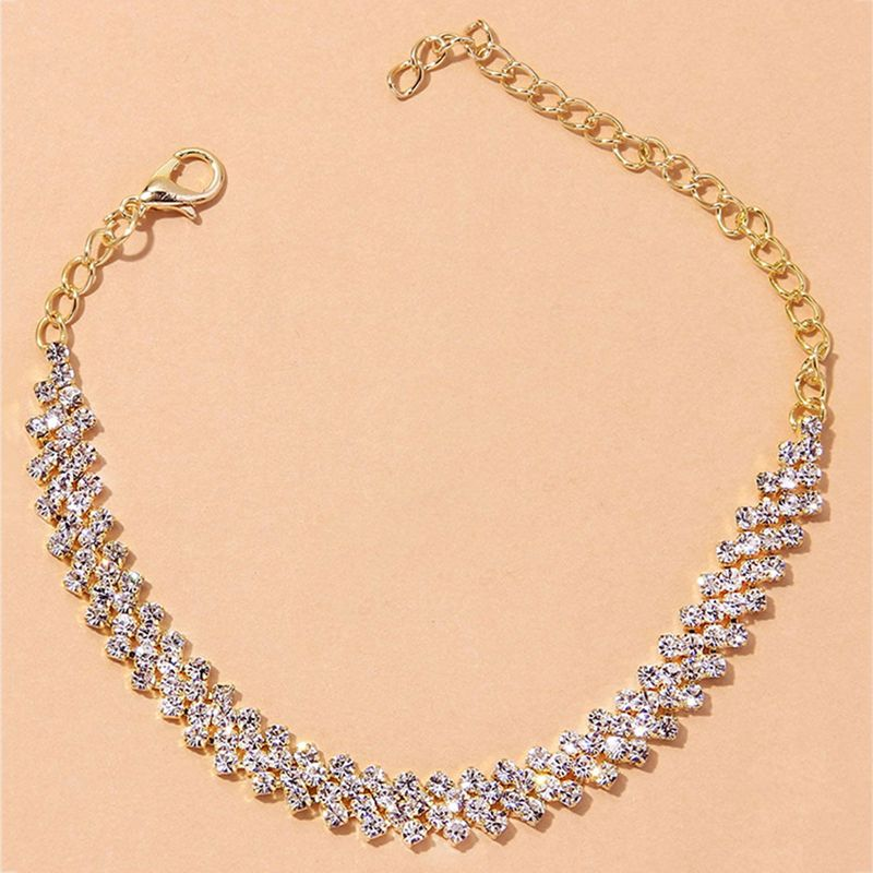 Shuosbai 1Pc Adjustable Extended Chain Sparkg Personality Rhombus Decorate Foot Rhie Stretch Anklet Women Jewelry_voghion.com