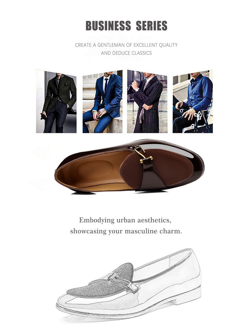 Mocassins décontractés à bout carré pour hommes avec boucle latérale - Chaussures professionnelles et élégantes pour les affaires et les loisirs (Pointures 40-48)_voghion.com