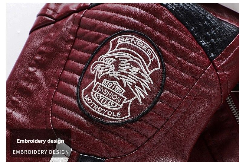 Lederjacke im Motorradstil für Herren, Winterjacke mit Fleecefutter, lässiger und vielseitiger Herrenmantel aus PU-Leder, Stehkragenjacke_voghion.com