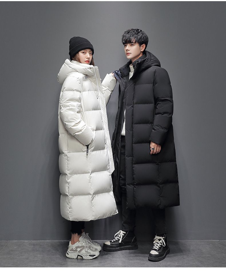 Men's Long Down Jacket With Hood, 850 Fill Power White Duck Feather, Windproof & Breathable Winter Coat For Teens & Adults_voghion.com