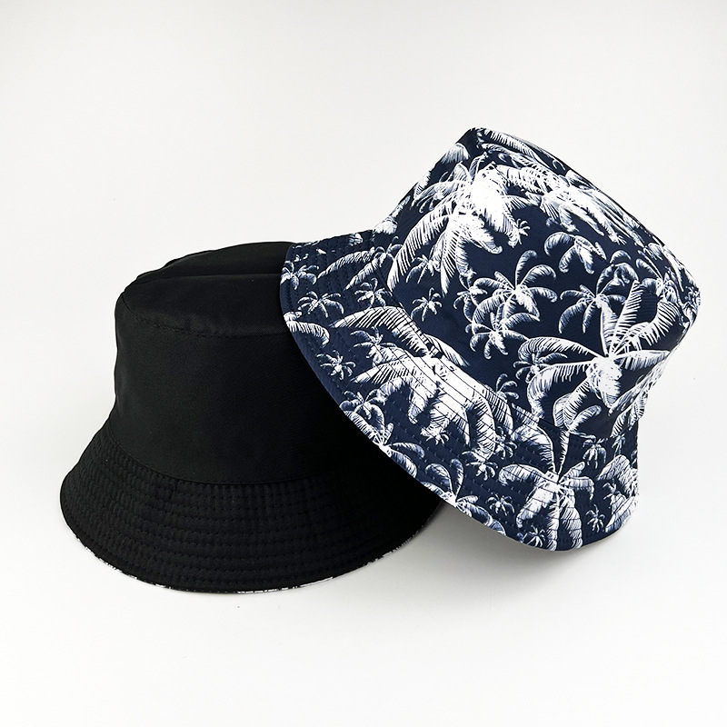 Nuevo sombrero de cuenco de doble cara con estampado de fruta de pescador, protector solar junto al mar y sombrero de playa con sombrilla_voghion.com