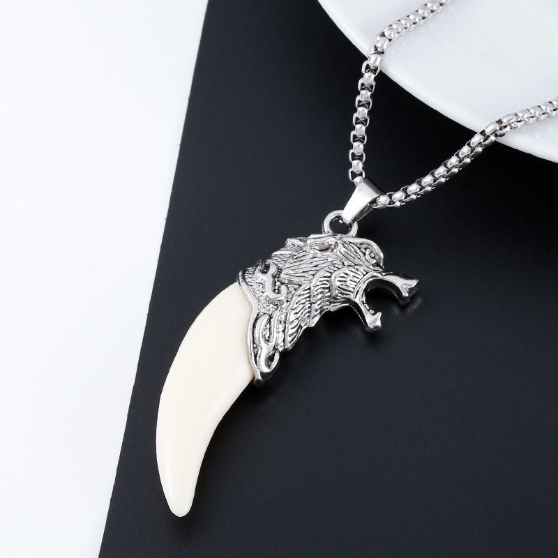 Inner Mongolia Wolf Tooth Resin Pendant Men's Necklace Domineering Hipster Personality Inner Mongolia Tibetan Mastiff Tooth Shape Men's And Women's_voghion.com