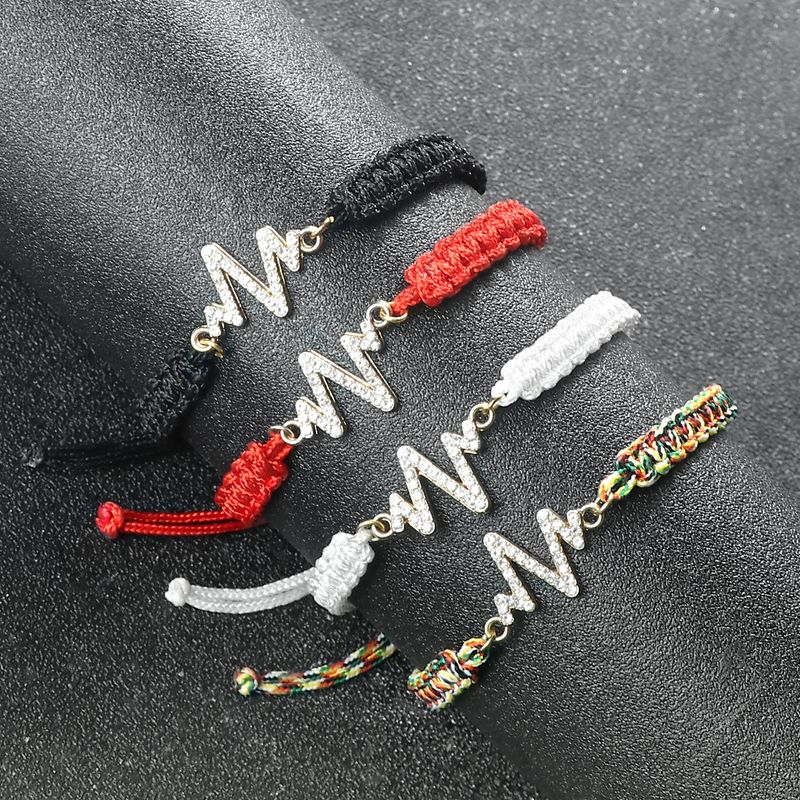 Alloy Red Rope Handmade Travel Personality Zircon Rhinestone Braided Adjustable Stretch Bracelet_voghion.com
