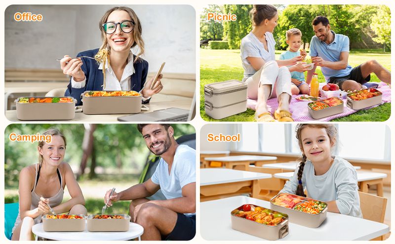 Bento a prova di perdite da 2 litri - Contenitore per il pranzo a doppio strato_voghion.com