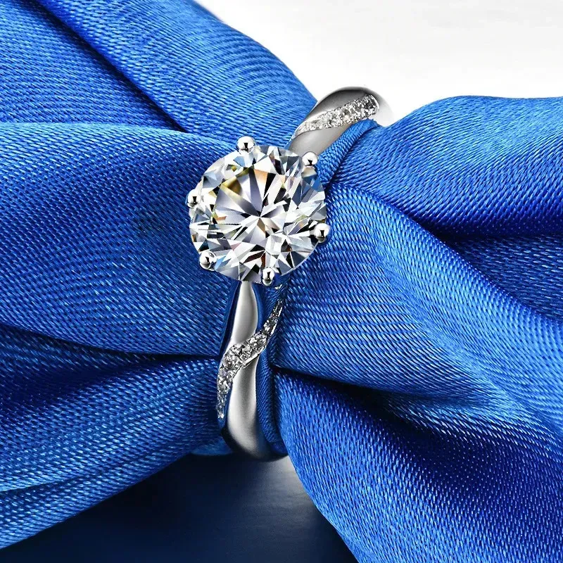 Solid 14K AU585 White Gold PT950 Fashionable Hexagonal 1- Diamond Recommended Card Ring 241007_voghion.com