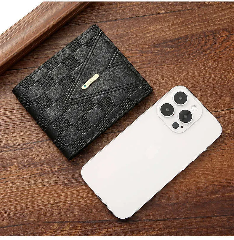 Kurze Business-Geldbörse für Herren und Jugendliche, horizontal, leicht und luxuriös, mit mehreren Kartenfächern_voghion.com