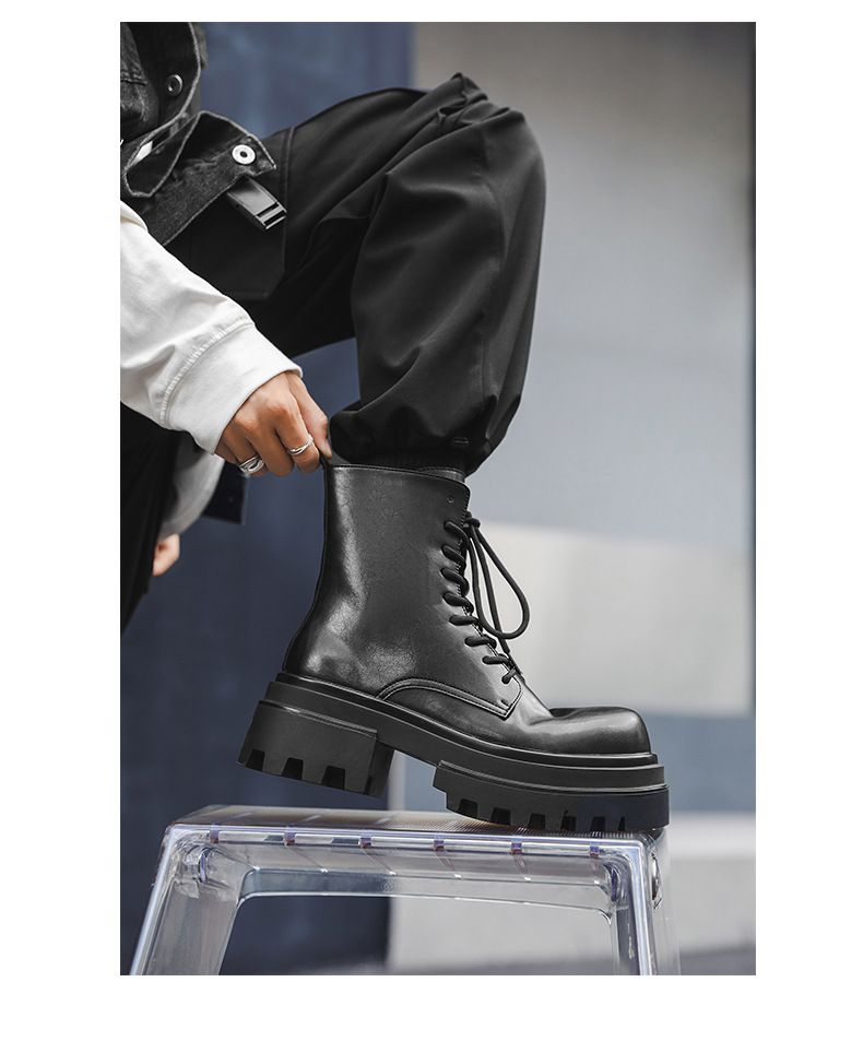 Retro Dickbesohlte Erhöhung Werkzeug Outdoor Wandern Schnürstiefel Martin Herren_voghion.com