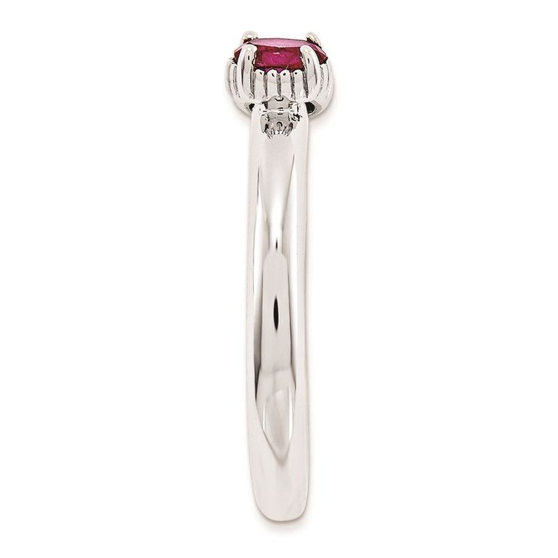 Sterling Silver Stackable Expressions Created Ruby Two Stone Ring_voghion.com