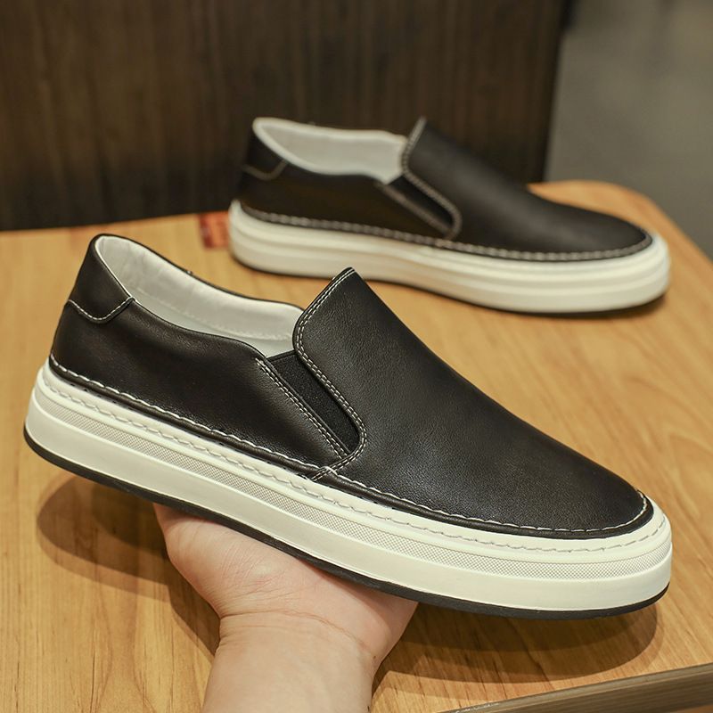 Mocassini da uomo alla moda, scarpe basse versatili in vera pelle, comode e comode, scarpe casual coreane antiscivolo e antiodore_voghion.com