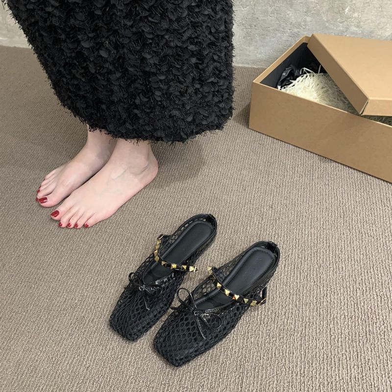 Lage hak Koreaanse stijl visnet geweven sandalen voor vrouwen 25 Zomer holle comfort niche strand Romeinse schoenen gesloten teen half_voghion.com