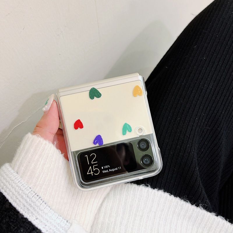 Adatto per Samsung ZFilp4 Color Love, telefono con schermo pieghevole, trasparente, confezione completa, custodia in carta rosa flash._voghion.com