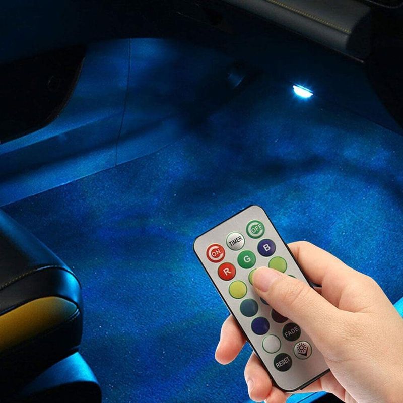 Multi-color light emitting car interior wireless atmosphere light LED environmental protection car cable remote control dazzling decorative lights_voghion.com
